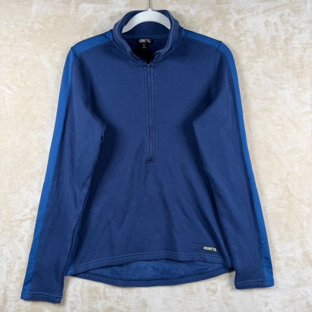 Kerrits Womens Sm Navy Blue Fleece Lined Quarter Zip Equestrian Base Layer